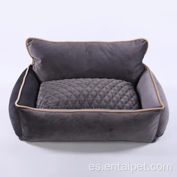 Cama de perro rectangular para mascotas con colchón de almohadas